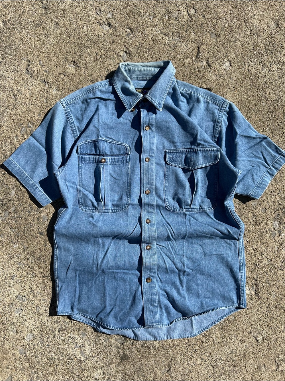 Vintage chase authentic button up denim shirt